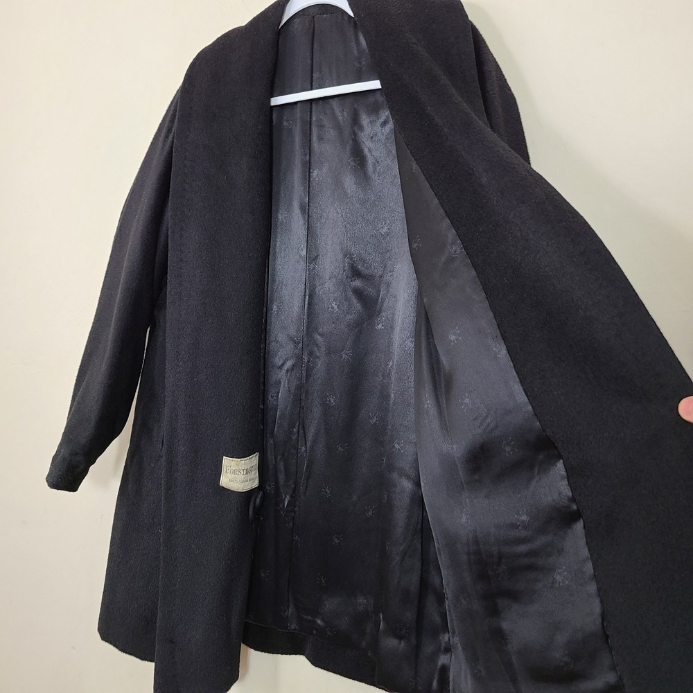Forstmann Black 100% Virgin Wool Shawl Collar Coat Needs‎ Repairs - Picture 7 of 12